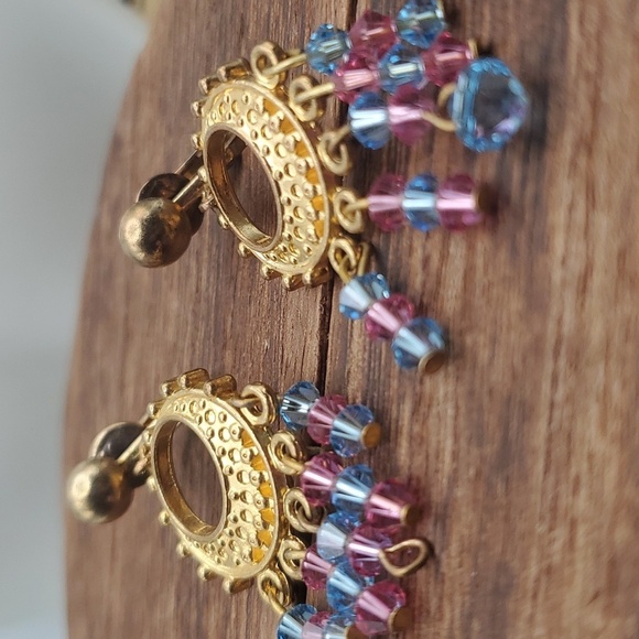 Cotton candy moonshine dangle earrings E764 - Picture 2 of 3